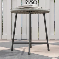 Outsunny 3 Pieces Rattan Bistro Set, Wicker Small Garden Table and Chairs Set with Cushions and Glass Top Coffee Table, Bistro Garden Furniture Set for Outdoor, Patio, Balcony, Light Grey(m-9)