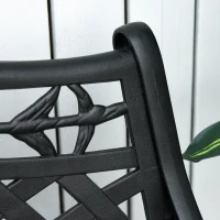 Outsunny Banc de Jardin 2 Places en Aluminium avec Accoudoirs Style Campagnard Noir 102,5 x 61 x 84 cm(m-4)