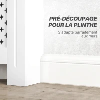 HOMCOM Couvercle de radiateur cache radiateur grille croisée pour salon chambre à coucher en bois 112l x 19P x 81,5H cm blanc(m-7)