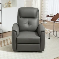 HOMCOM Fauteuil inclinable avec siège à ressorts ensachés et repose-pieds réglable, poches latérales, pour salon, chambre à coucher, Gris clair(m-5)