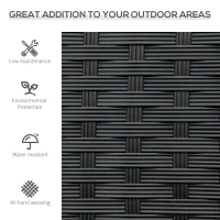 Outsunny 2 Seater Poly Rattan Garden Bench, All Weather Wicker Garden Loveseat, Outdoor Seating Bench with 240 Load Capacity, Backrest and Armrests for Patio, Terrace, Balcony, Black(m-5)