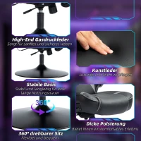 Vinsetto Fauteuil de gaming avec fonction bascule et haut-parleurs, soutien lombaire et cervical, pour salle de jeux, similicuir, Gris+Noir(m-5)