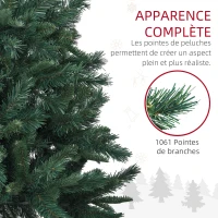 HOMCOM Sapin de Noël Artificiel 180 cm Arbre de Noël avec support en acier pliable, 1061 branches, décoration de Noël, vert(m-5)