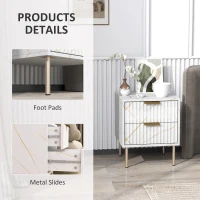 HOMCOM Elegant Two-Drawer Bedside Table - White(m-7)