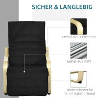 HOMCOM Relaxsessel, Ruheliege, verstellbares Fußteil, Auflage, Holz+Schwarz, 66,5 x 94 x 100cm(m-7)