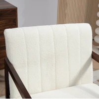 HOMCOM Rocking Chair Nursing Chair Rocking Chair in Loop Wool Effect Fabric with Solid Rubberwood Legs(m-9)