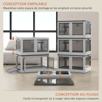 HOMCOM Boîtes de rangement pliables et empilables 69L en plastique avec couvercle et 4 roulettes, accès à 5 côtés, blanc(m-5)