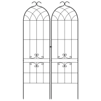 Outsunny Lot von 2 Garten-Gittern, Rankhilfe für Kletterpflanzen aus Metall, 50L x 181H cm, Schwarz(m-1)