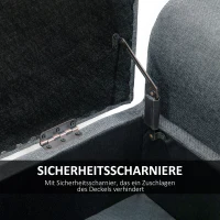 HOMCOM Sitzbank mit Stauraum, Polsterbank, belastbar bis 130 kg, Leinenoptik, Kautschukholz, 116 x 44 x 58 cm, Hellgrau(m-7)