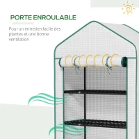 Outsunny Serre de jardin Serre 5 niveaux avec 1 porte enroulable, Bâche en PE Renforcée Résistante dim. 90L x 49l x 193H cm(m-7)