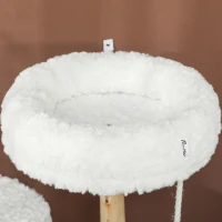 PawHut Arbre à chat arbre à grimper avec lit poteaux à griffer plateforme de saut balle et corde de jeu 58 x 40 x 85 cm blanc(m-7)