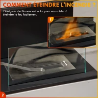 HOMCOM Cheminée au bioéthanol sur pieds avec brûleur 1,2L, environ 3H de durée de combustion couverture 20 à 25 m² en acier(m-5)