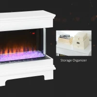 HOMCOM Caminetto Elettrico a 10 Colori con Spegnimento Automatico e Timer da 12h, 61x28x66.5 cm, Bianco(m-8)