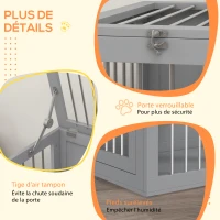 PawHut Cage pour chien intérieur niche pour chiens 2 portes verrouillables bonne ventilation 80 x 50 x 56,5 cm gris(m-6)