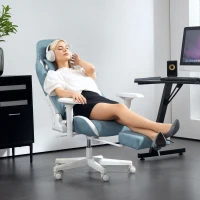 HOMCOM Fauteuil de jeu, accoudoirs et dossier réglables, revêtement similicuir, jusqu'à 120 kg, Bleu(m-5)