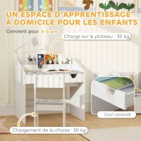 AIYAPLAY Ensemble Bureau et chaise pour enfants, avec rangement, tiroir coulissant, pour les 3-6 ans, motif étoilé - Gris(m-7)
