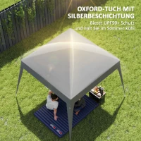Outsunny Vervangingsdak Paviljoen, Vervangzeil voor 3 x 3 m Tuinpaviljoen, Gartentent dak Vervanging, UPF50+, Oxford-Stof, Lichtgrijs(m-4)