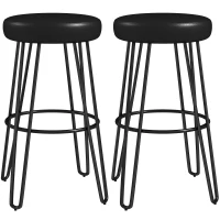 HOMCOM Lot de 2 tabourets de bar chaises de bar style industriels avec repose-pieds, pieds en U, siège rembourré, noir(m-1)