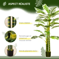 HOMCOM Palmier areca artificiel arbre artificiel hauteur 190 cm avec 30 grandes feuilles en plastique pot inclus(m-4)
