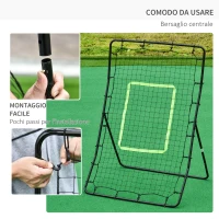 HOMCOM Rete Elastica Rimbalzo da Baseball, Rete per Lanci Battute di Baseball Rimbalzatore Portatile, Rete da Calcio, per Softball, 90x80x140cm, Nero(m-5)