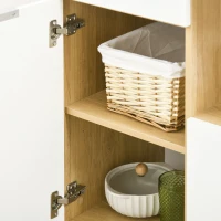 HOMCOM Alacena de Cocina Mueble Auxiliar de Cocina con 3 Puertas Cajón Estante Ajustable y Toallero 93x40x180 cm Natural(m-9)