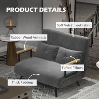 HOMCOM 2-seater convertible sofa bed with adjustable backrest in 5 levels and 2 padded cushions for living room, guest room(m-6)