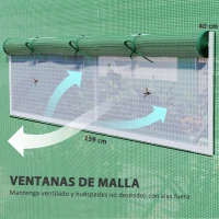Outsunny Invernadero de Túnel 6x3x2 m con 6 Ventanas de Malla Cubierta de PE Anti-UV y 3 Puertas Enrollables Verde(m-5)