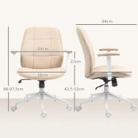 HOMCOM Bürostuhl, Bürostuhl mit höhenverstellbarer Funktion, Schaukelmechanismus, drehbaren Rollen, Belastbarkeit 120 kg, Beige(m-3)