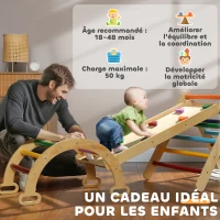 AIYAPLAY 5 en 1 Triangle arche d'escalade enfants avec rampe d'escalade réversible toboggan bascule multicolore(m-8)