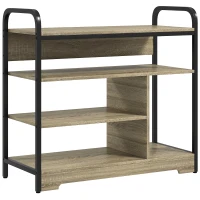 HOMCOM Meuble à chaussures 4 niveaux, meuble de rangement 11 paires de chaussures cadre en métal - 70l x 30P x 65H cm noir(m-10)