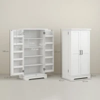 HOMCOM Buffet cuisine armoire de cuisine 5 niveaux avec portes et étagères réglables 60l x 40P x 120H cm grain de bois crème(m-3)