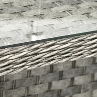 Outsunny Seven-Piece Firepit Table Rattan Sofa Set - Grey(m-7)