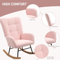 HOMCOM Teddy Fleece Rocking Chair - Pink(m-5)