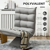 HOMCOM Fauteuil de sol paresseux fauteuil relax fauteuil salon design capitonné inclinaison dossier réglable pivotant 360°(m-7)