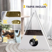 PawHut Maison pour chat 2 niveaux, Lit pour chats d'intérieur avec 2 tapis et 4 griffoirs en sisal, cachette confortable(m-5)