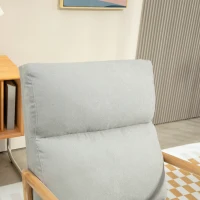 HOMCOM Mecedora Tapizada en Lino Silla Mecedora con Patas de Madera de Caucho y Reposabrazos Carga 150 kg Gris(m-7)