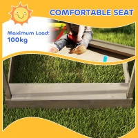 Outsunny House-Designed Wooden Sandbox, Outdoor Sandpit, with Blackboard, Toys, Sink, Seats, Flags, for Ages 3-7 Years - Grey(m-6)