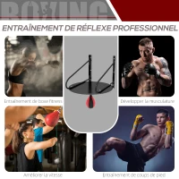 HOMCOM Punching Ball Poire de Vitesse Boxe avec Support Plateau tournant + Pompe Hauteur Réglable Rouge Noir(m-5)