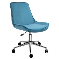 HOMCOM Bürostuhl Schreibtischstuhl Drehstuhl drehbar Höhenverstellbar 360°, Samtstoff, Blau, 52,5 x 60 x 82-91 cm(m-10)
