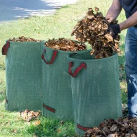 Outsunny Gartensack 3x120L wasserdicht Gartenabfallsack mit Griffe, stabil Laubsack UV Schutz Grün(m-2)