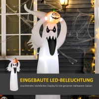 HOMCOM Halloween aufblasbares Gespenst 1,8 m Dekoration mit LEDs Weiß + Orange Polyester 80 x 40 x 180 cm(m-4)