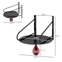 HOMCOM Punching Ball Speedball Boxen mit Drehplatte + Pumpe Höhenverstellbar Rot Schwarz(m-3)