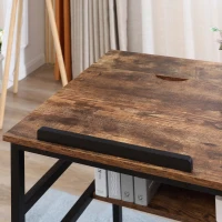 HOMCOM Zeichentisch mit neigbarer Platte Industrie-Design Computertisch - klappbares Plateau, Regal - Spanplatten mit altem Holzdekor und schwarzem Metall(m-5)