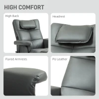 HOMCOM Fauteuil de massage avec repose-pieds, dossier réglable, port de charge USB, simili cuir, jusqu'à 150 kg, Gris foncé(m-4)