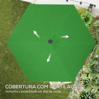 Outsunny Toldo de Substituição para Chapéu de Sol de 3m com Ventilação Superior Proteção UV 30+ para Exteriores Verde(m-4)