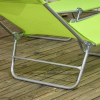 Outsunny Set of Two Steel Frame Sun Loungers, with Reclining Backs - Green(m-9)