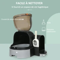 PawHut Maison de toilette, bac à litière fermé pour chat compartiment inférieur amovible pour un nettoyage facile pelle inclus(m-5)