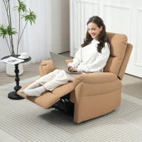HOMCOM 140° Manual Reclining Armchair, with Footrest - Light Brown(m-2)