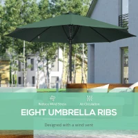 Outsunny Garden 3 m Parasol Umbrella, Outdoor Market Table Umbrella Sun Shade Canopy with 8 Ribs, Easy Push to Open, Green(m-4)