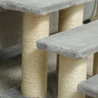 PawHut Pet Stairs 3-step Pet Ladder Cat dog Stairs Climb Ladder Cat Tree, Grey(m-9)